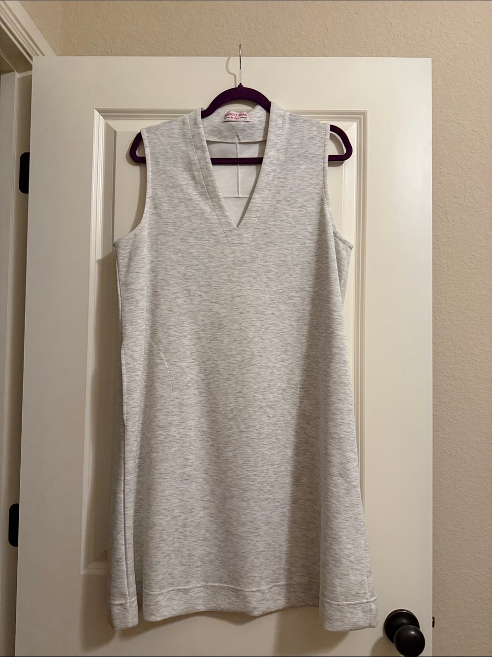 Scuba Sleeveless V-Neck Heather Gray Shift Dress w/ pockets- butter soft!